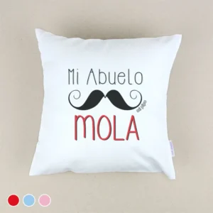 Cojín Mi Abuelo mola Rojo, Azul o Rosa
