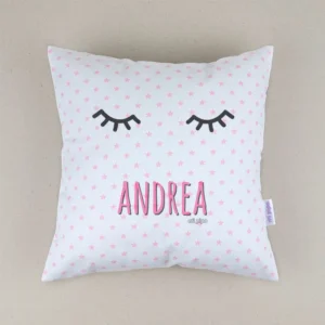 Cojín Pestañas Rosa personalizado