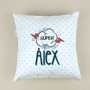 Cojín Súper Azul personalizado