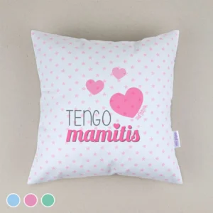Cojín Tengo Mamitis Menta, Azul o Rosa
