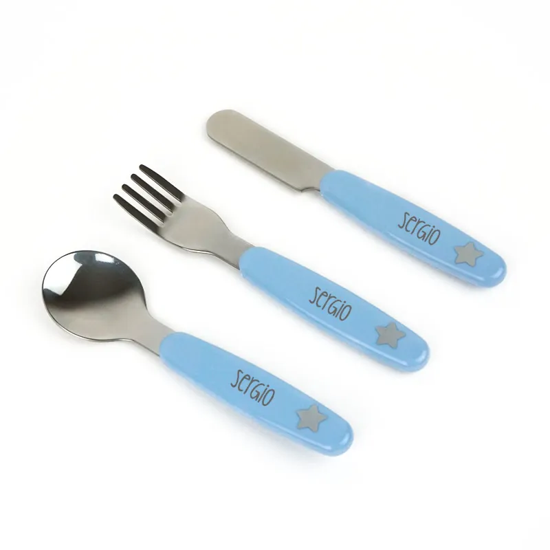 Cubiertos Acero Azul Personalizados Cubiertos Acero Azul Personalizados
