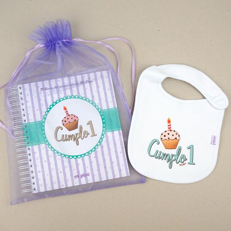 Cumplo 1, el Diario del primer año de Mi Pipo con regalo de babero - Imagen 2