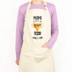 Delantal Algodón Premium Personalizado Mami eres la Cocinera Nº1 (nombres)