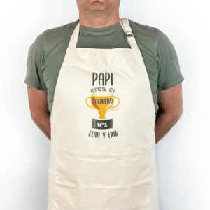 Delantal Algodón Premium Personalizado Papi eres el Cocinero Nº1 (nombres)