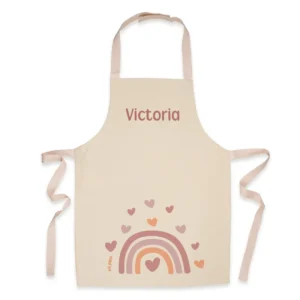 Delantal Infantil Algodón Premium Arcoíris Blush personalizado