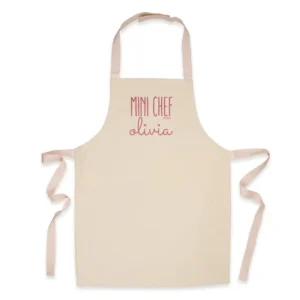 Delantal Infantil Algodón Premium Mini Chef Rosa personalizado