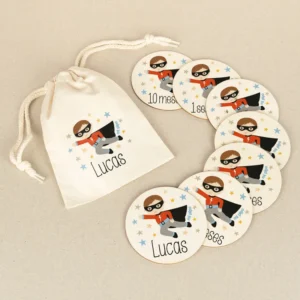 Discos Cumplemes Bebé Superhéroe personalizados