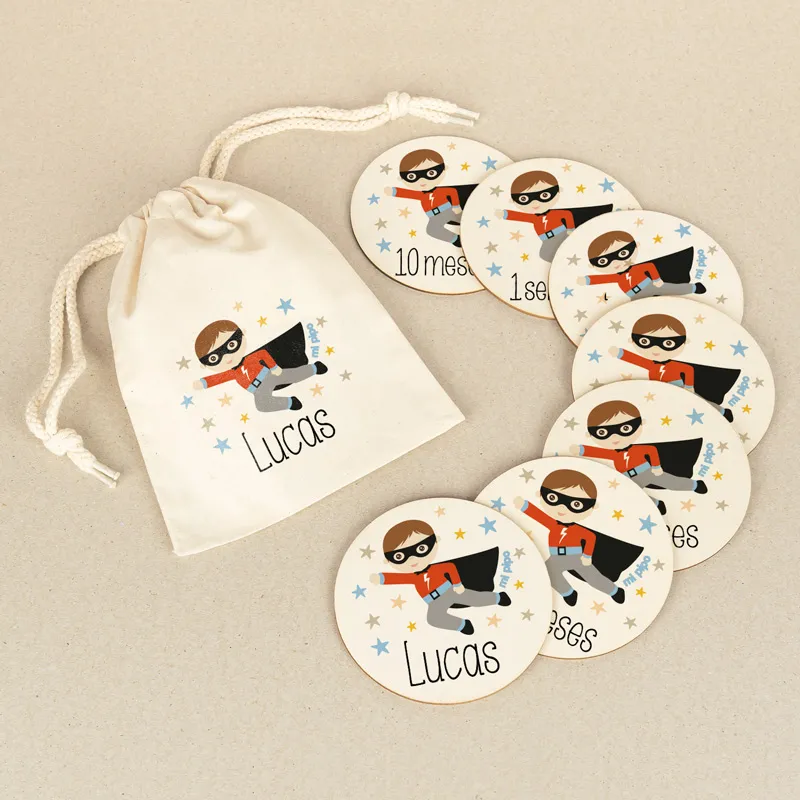 Discos Cumplemes Bebé Superhéroe personalizados Discos Cumplemes Bebé Superhéroe personalizados