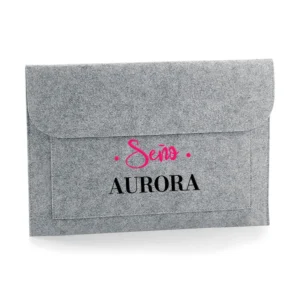 Funda para Portátil fieltro Gris Profe + Nombre personalizado bordados