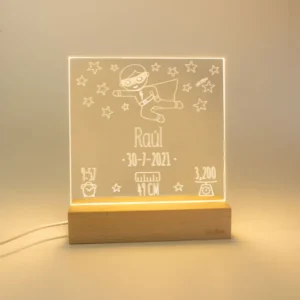 Lamparita Cuadrada Datos Nacimiento Superhéroe personalizada