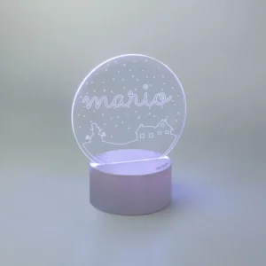 Lamparita redonda Navidad Casitas Nieve personalizada