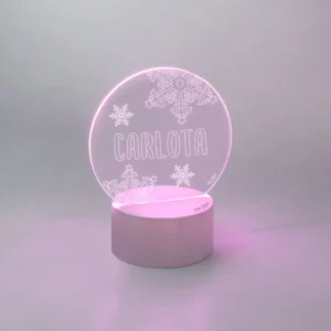 Lamparita redonda Navidad Copos personalizada