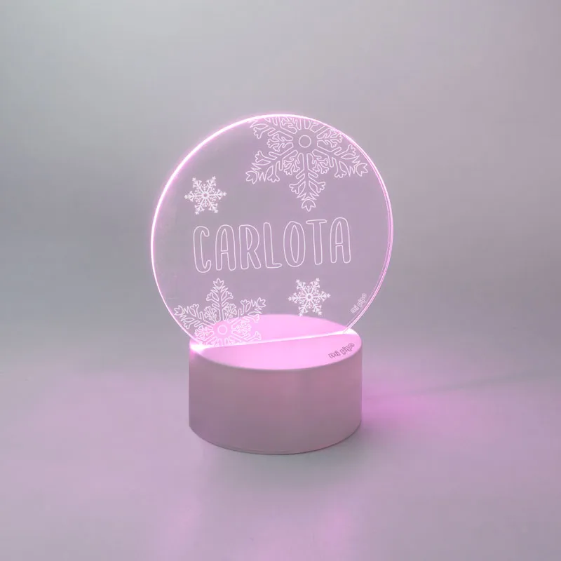 Lamparita redonda Navidad Copos personalizada Lamparita redonda Navidad Copos personalizada