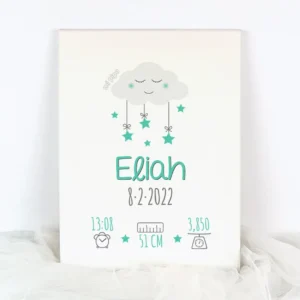 Lienzo Datos Nacimiento Nube Menta