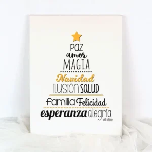 Lienzo Navidad Árbol palabras