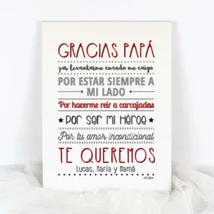 Lienzo Personalizado Gracias Papá por…(Nombre/s)
