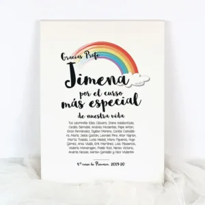 Lienzo Personalizado Gracias Profe (nombre) por el curso más especial de nuestra vida (texto alumnos)