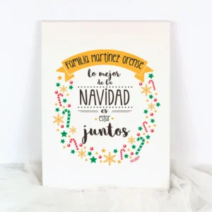 Lienzo Personalizado Navidad Familia (Apellidos familia) Lo mejor de la Navidad es estar juntos