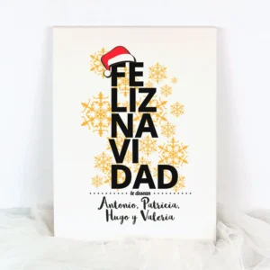 Lienzo Personalizado Navidad Feliz Navidad te desean (Nombres familia)