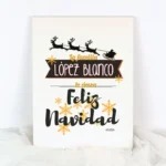 Lienzo Personalizado Navidad Trineo La familia (Apellidos familia) te desea Feliz Navidad