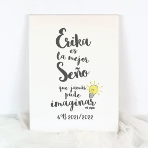 Lienzo Personalizado (nombre) Es la Mejor seño que jamás puede imaginar (texto libre)