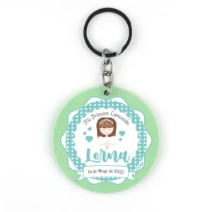 Llavero Metacrilato Comunión Menta personalizado Niña