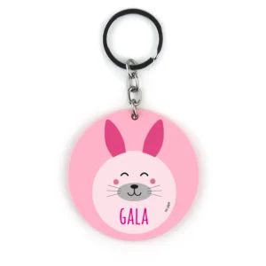 Llavero Metacrilato Conejito Rosa Personalizado