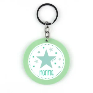 Llavero Metacrilato Estrella Menta Personalizado