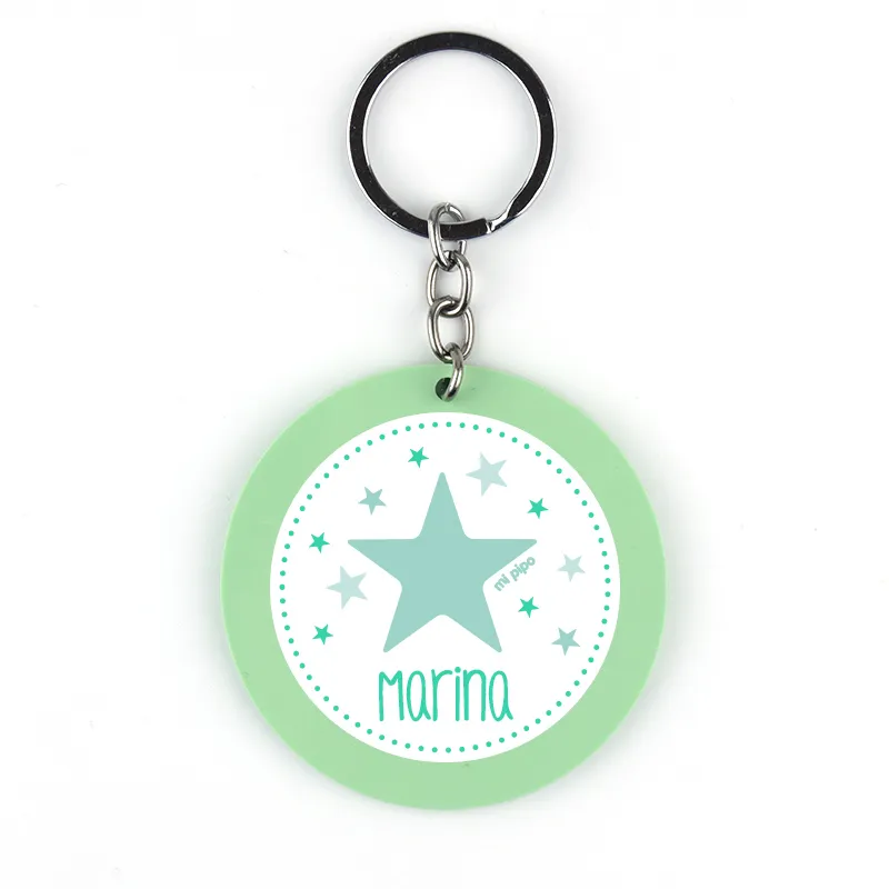 Llavero Metacrilato Estrella Menta Personalizado Llavero Metacrilato Estrella Menta Personalizado