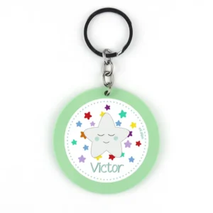 Llavero Metacrilato Estrella Sonrisa Menta Personalizado