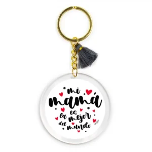 Llavero Metacrilato Mi Mamá es la mejor del mundo Corazones Lunares