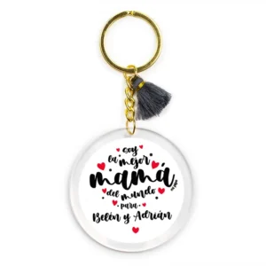 Llavero Metacrilato Mi Mamá es la mejor del mundo Corazones Lunares PERSONALIZADO