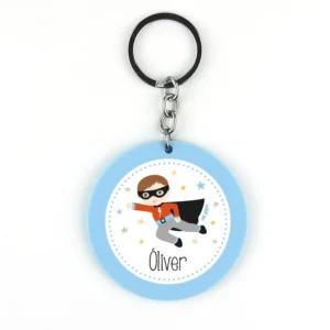 Llavero Metacrilato Superhéroe Azul Personalizado