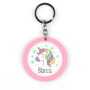 Llavero Metacrilato Unicornio Rosa Personalizado