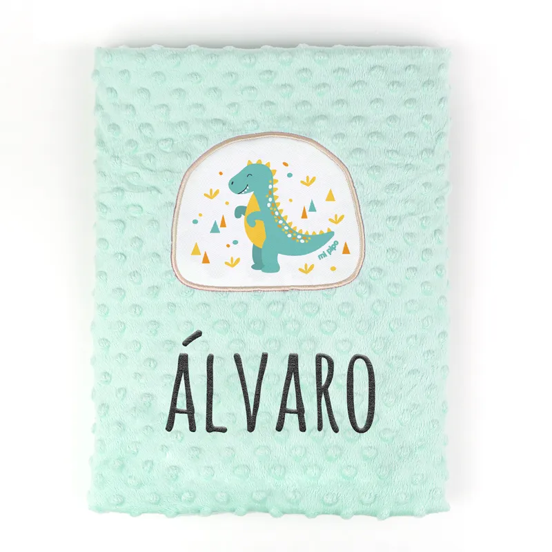 Manta Clásica Aplique Dinosaurio Personalizada, elige color Manta Clásica Aplique Dinosaurio Personalizada, elige color