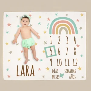 Manta Cumplemes Arcoíris Soft personalizada