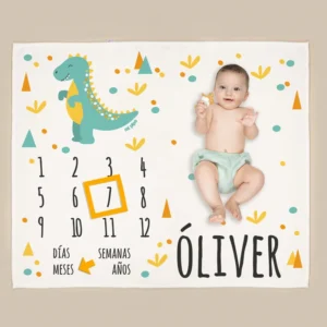 Manta Cumplemes Dinosaurio personalizada
