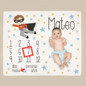 Manta Cumplemes Superhéroe personalizada