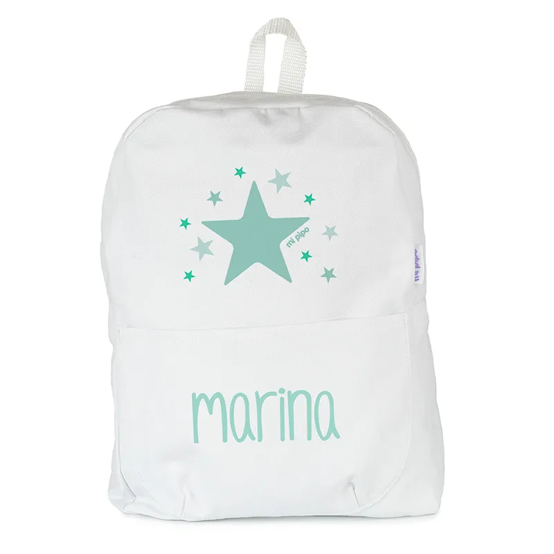 Mochila Medium LONA Estrella Menta personalizada, color a elegir Mochila Medium LONA Estrella Menta personalizada, color a elegir