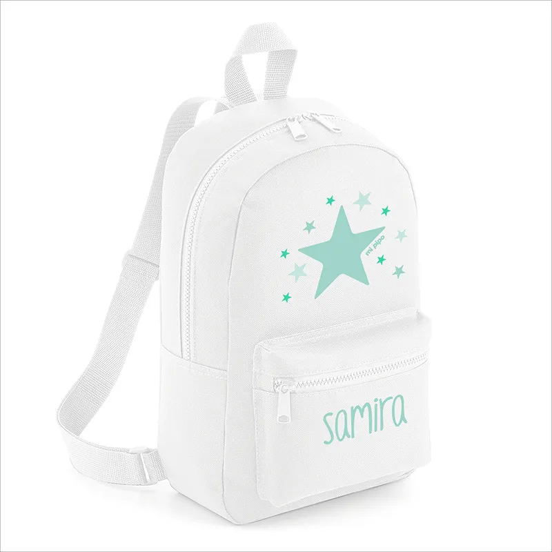 Mochila Medium Nylon Estrella Menta personalizada, color a elegir Mochila Medium Nylon Estrella Menta personalizada, color a elegir