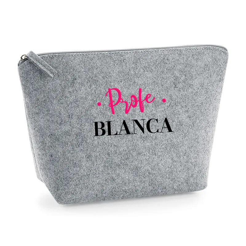 Neceser fieltro Gris Profe + Nombre personalizado bordados Neceser fieltro Gris Profe + Nombre personalizado bordados