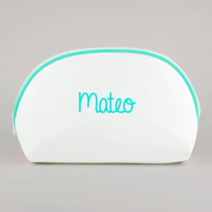 Neceser Polipiel Blanco-Ribete Menta Personalizado