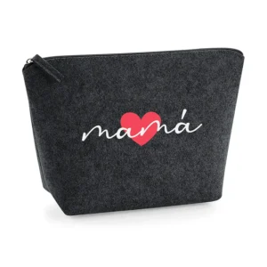 Neceser Shopper fieltro Antracita Corazón + Nombre