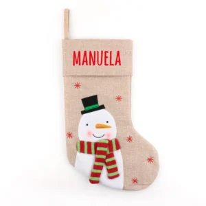 NUEVO Calcetín Premium Yute Navidad Muñeco Nieve personalizado