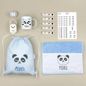 NUEVO Pack Mi Cole Panda Azul personalizado + Regalo Etiquetas objetos