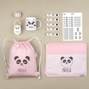 NUEVO Pack Mi Cole Panda Rosa personalizado + Regalo Etiquetas objetos