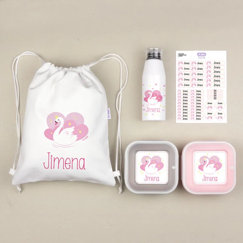 NUEVO Pack Mi Equipo para el Cole con Petate Cisne personalizado + Regalo Etiquetas objetos NUEVO Pack Mi Equipo para el Cole con Petate Cisne personalizado + Regalo Etiquetas objetos