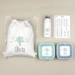 NUEVO Pack Mi Equipo para el Cole con Petate Globo personalizado + Regalo Etiquetas objetos