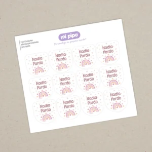 Pack 12 etiquetas personalizadas para zapatos Arcoíris Blush