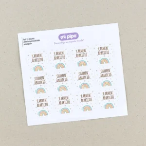 Pack 12 etiquetas personalizadas para zapatos Arcoiris Soft